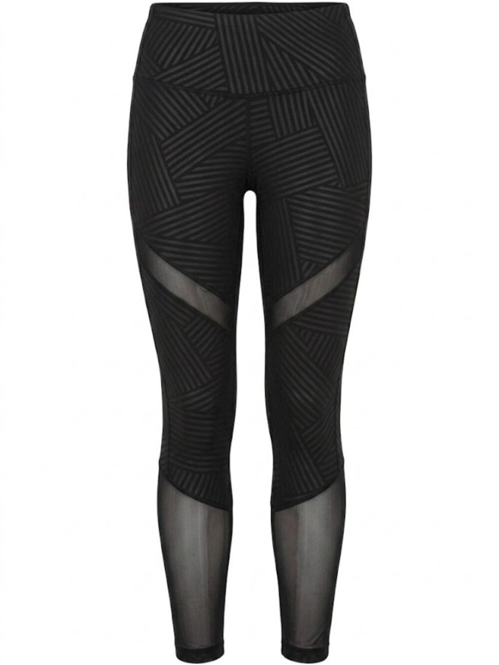 Womens Large Black Mesh Leggings Geometric Cybercore Futuristic Streetwear Yoga